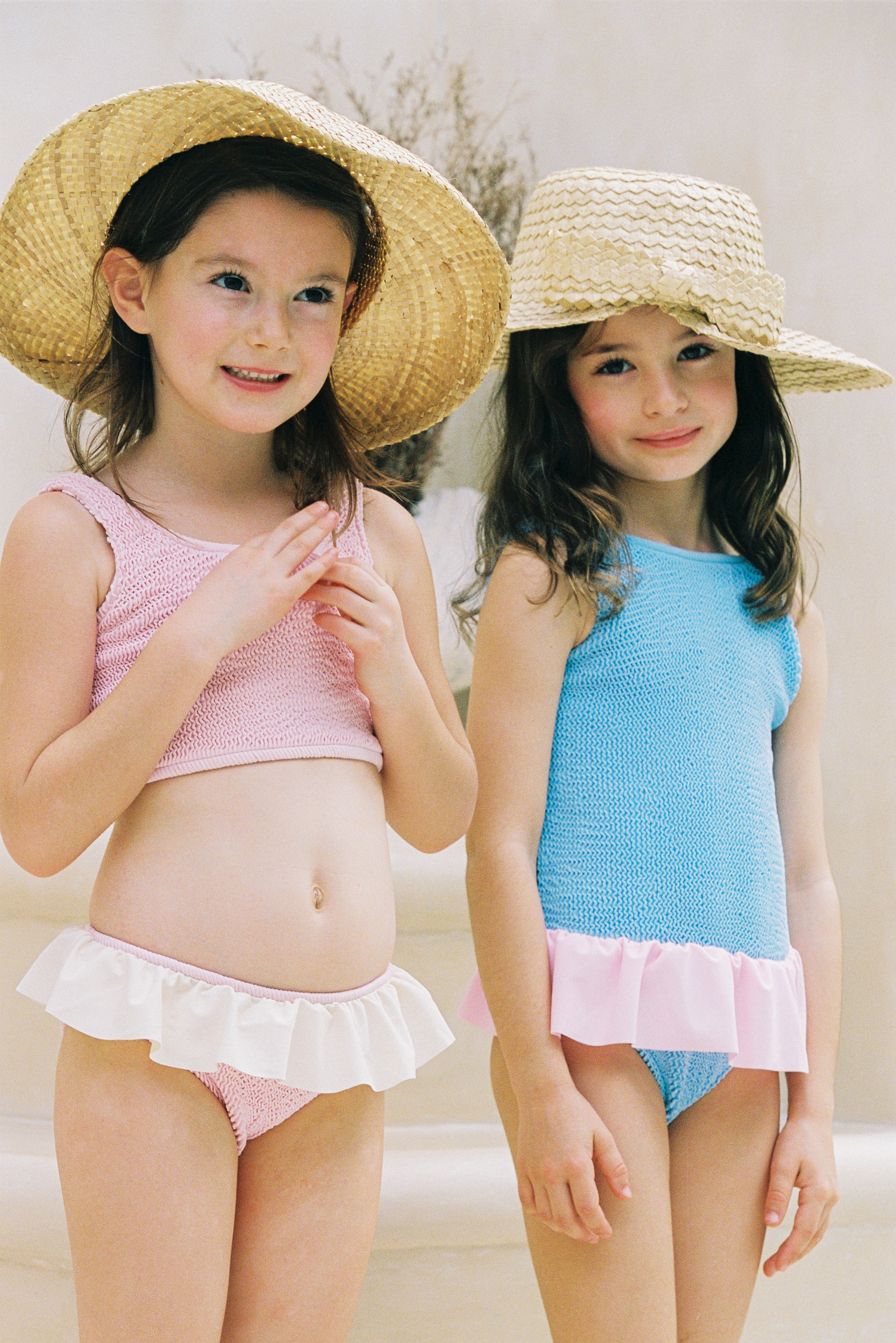 PIPER FRILL ONE PIECE - BLUE/PINK- <B> SPF 50+ </B>
