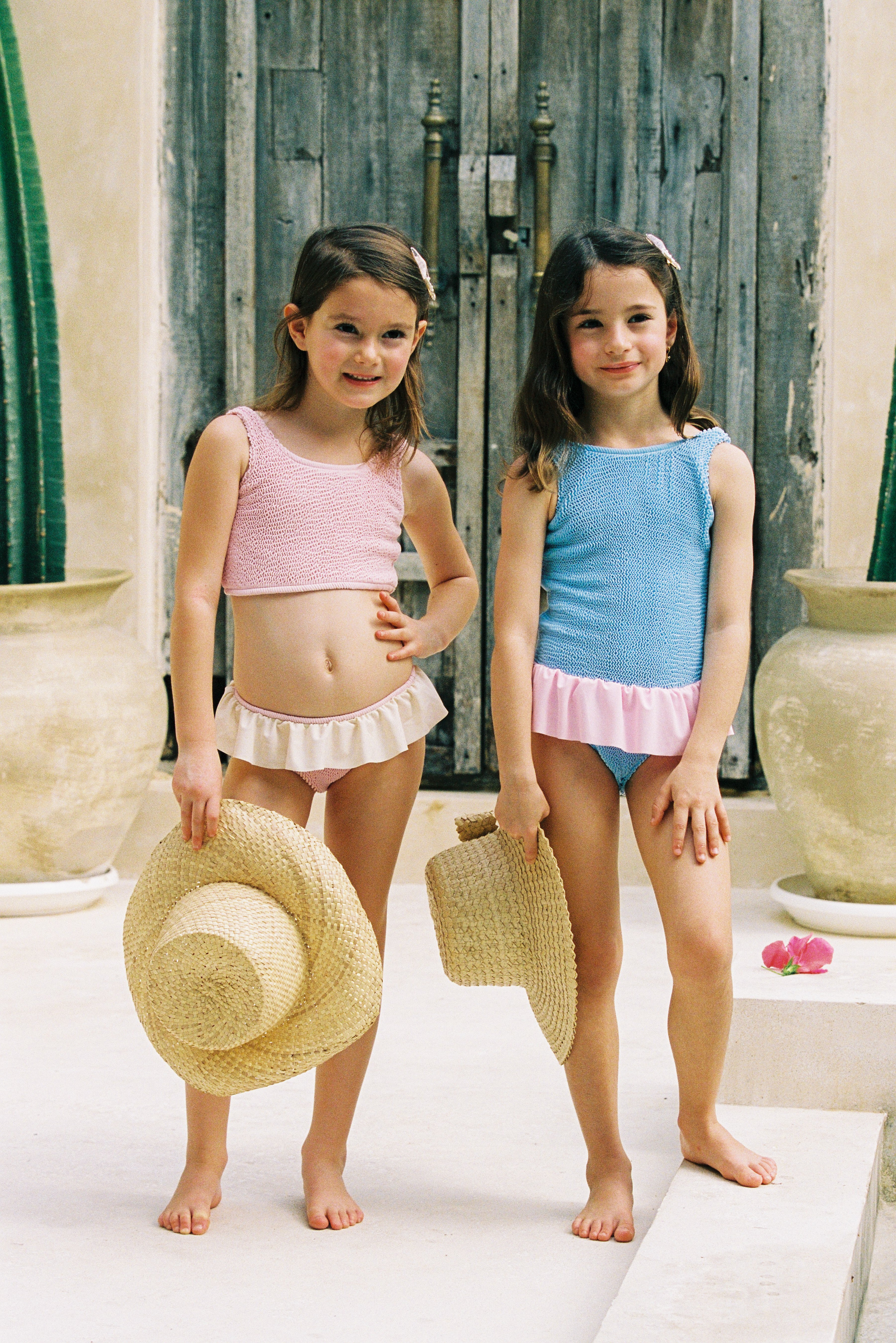 PIPER FRILL ONE PIECE - BLUE/PINK- <B> SPF 50+ </B>