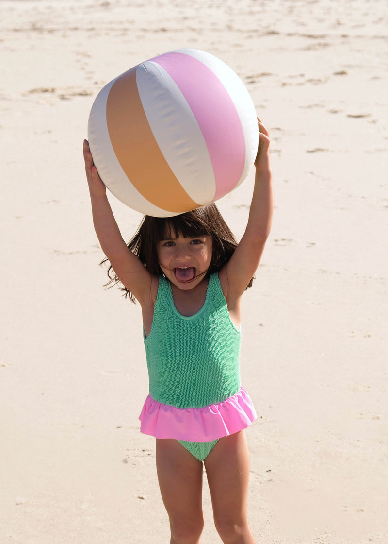 CAMILA FRILL ONE PIECE - GREEN / PINK -<B> SPF 50+</B>