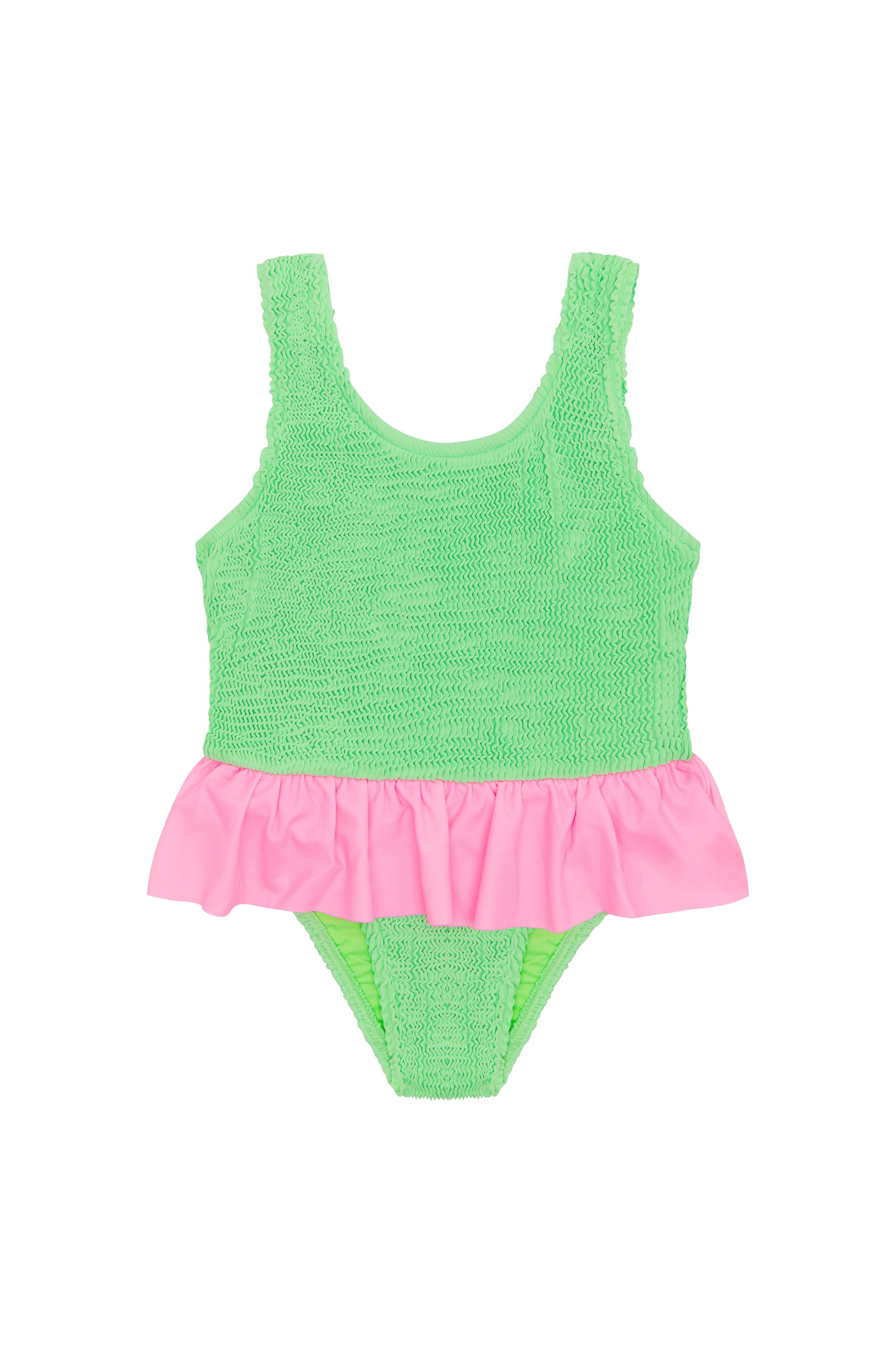 CAMILA FRILL ONE PIECE - GREEN / PINK -<B> SPF 50+</B>