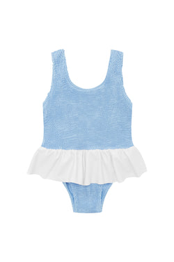 CAMILA FRILL ONE PIECE - BLUE / WHITE -<b>SPF 50+</B>