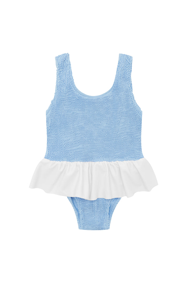 CAMILA FRILL ONE PIECE - BLUE / WHITE -<b>SPF 50+</B>