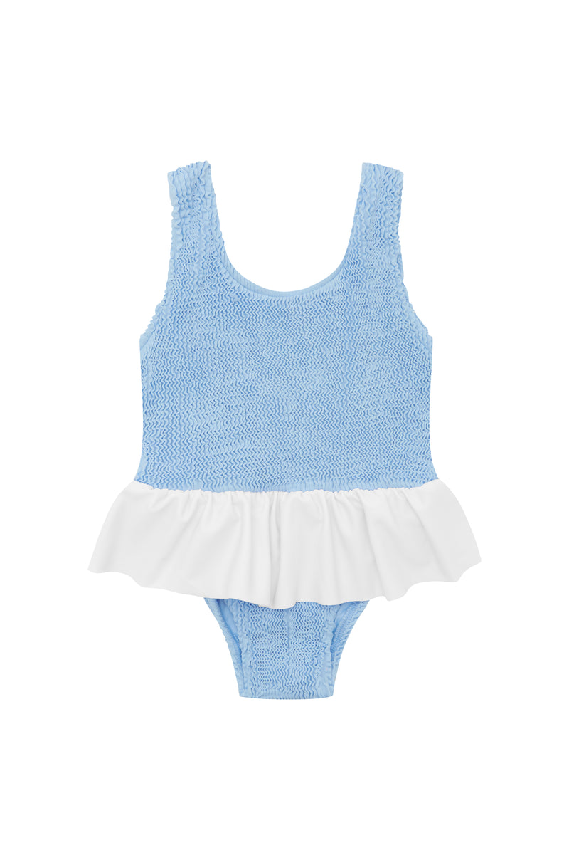 CAMILA FRILL ONE PIECE - BLUE / WHITE -<b>SPF 50+</B>