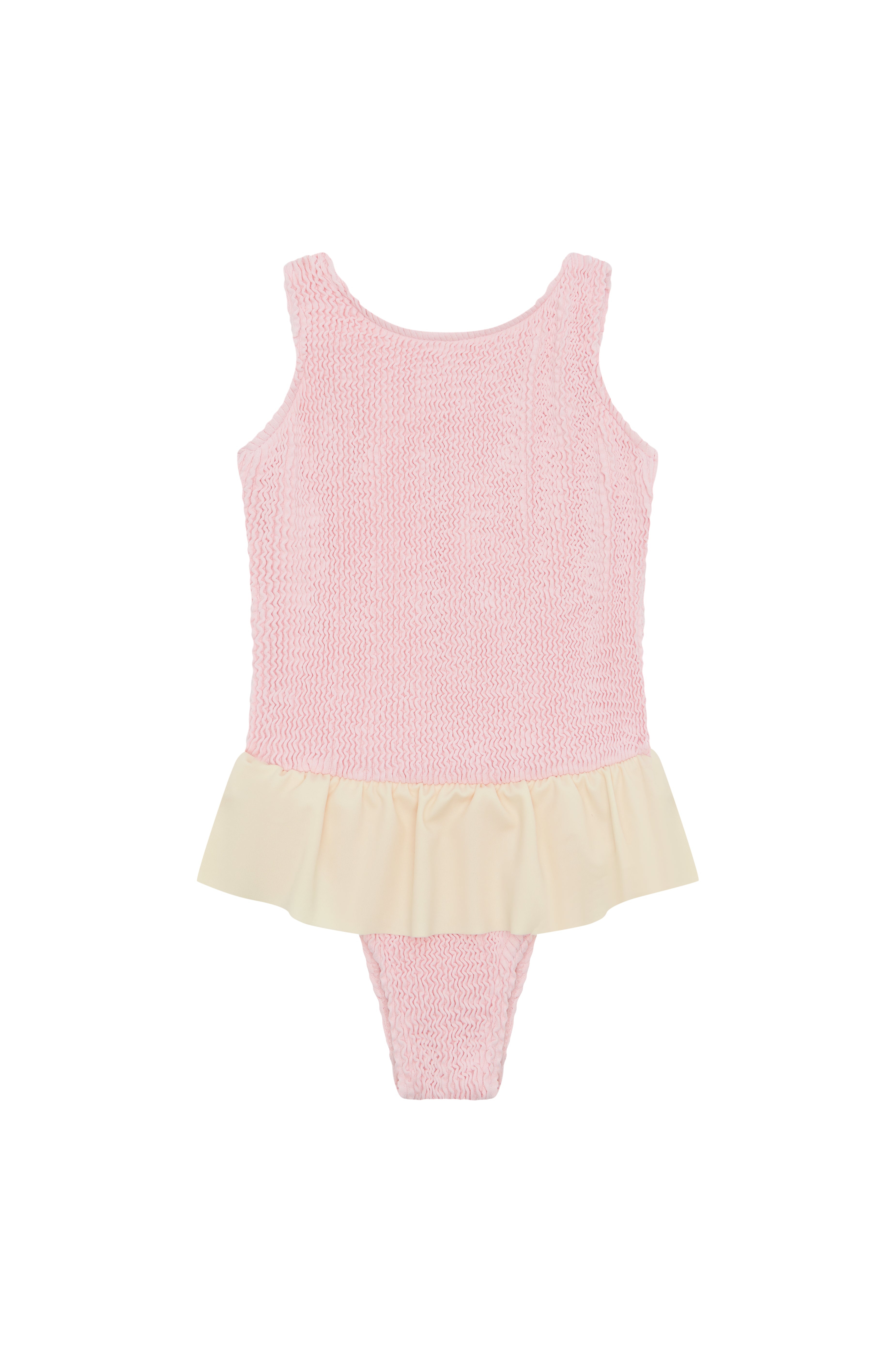 PIPER FRILL ONE PIECE - BLUSH/CREAM - <B> SPF 50+ </B>