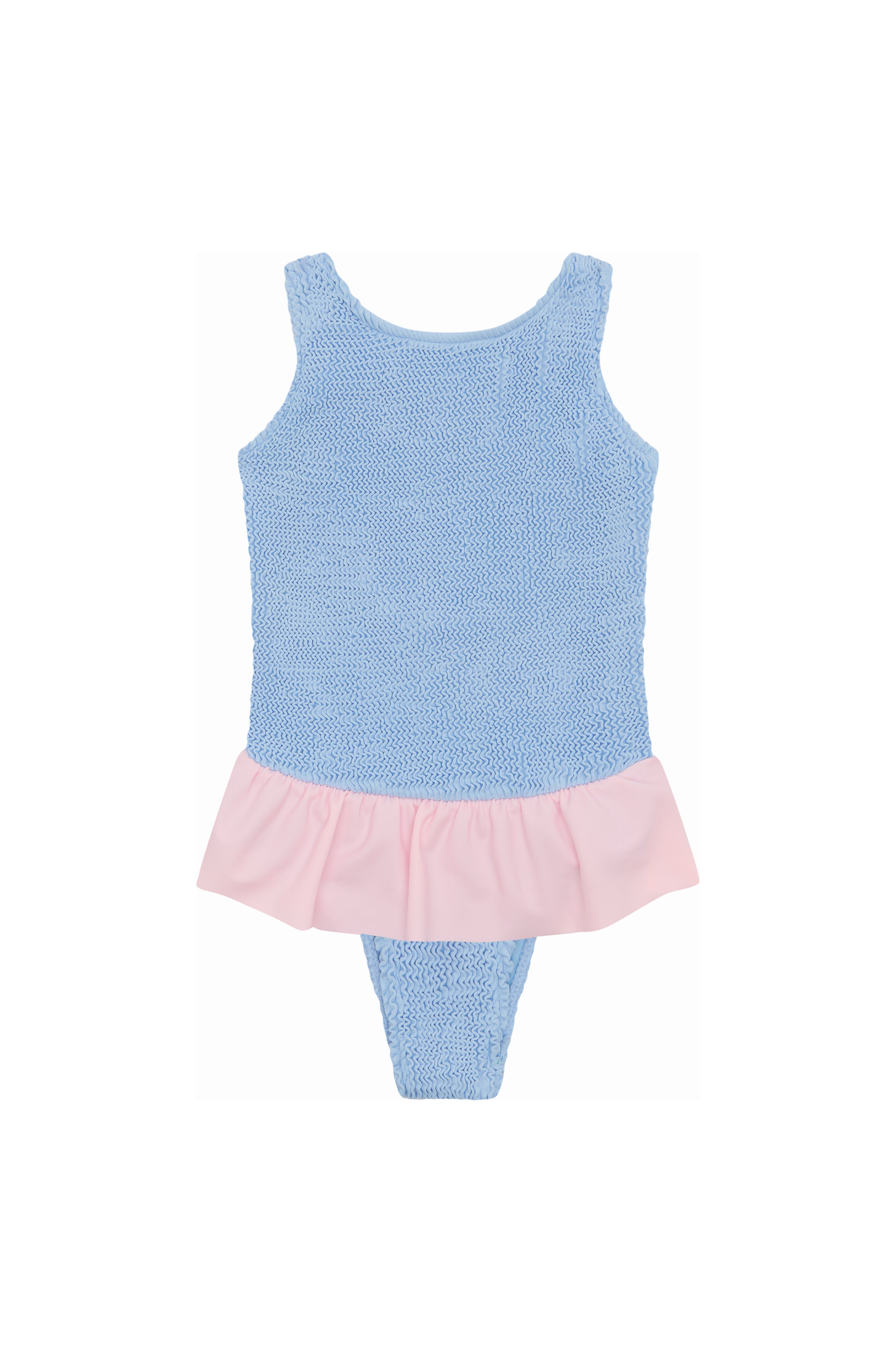 PIPER FRILL ONE PIECE - BLUE/PINK- <B> SPF 50+ </B>
